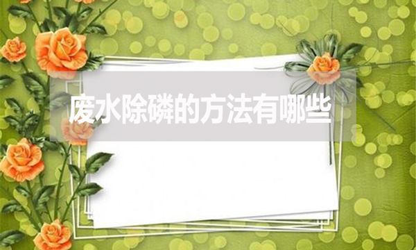 廢水除磷的方法有哪些？